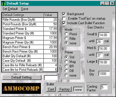 the setup window