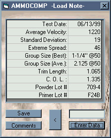 Load Note data window