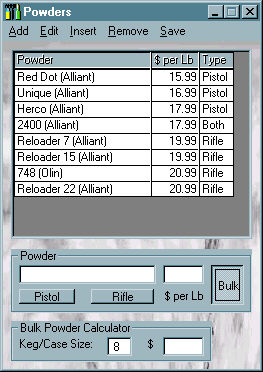 the Powder component database