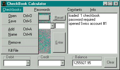 with checkbook menu